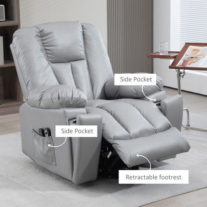 Lift Chair, Quick Assembly, Riser and Recliner Chair with Vibration Massage, Heat, Charcoal Grey