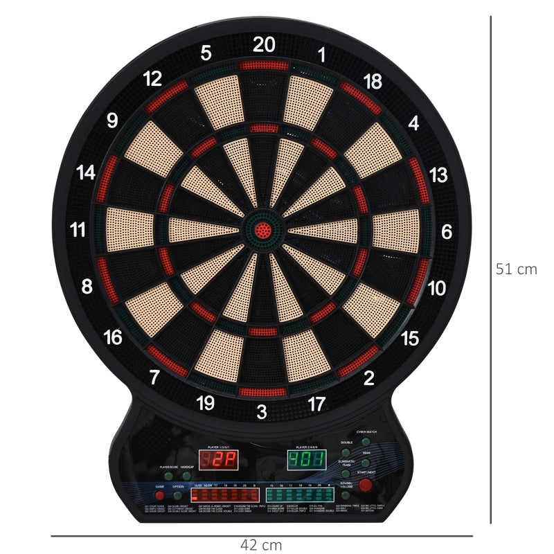 Electronic Hanging Dartboard LED Digital Score Set 27 Games and 202 Variations with 12 Soft Tip Darts