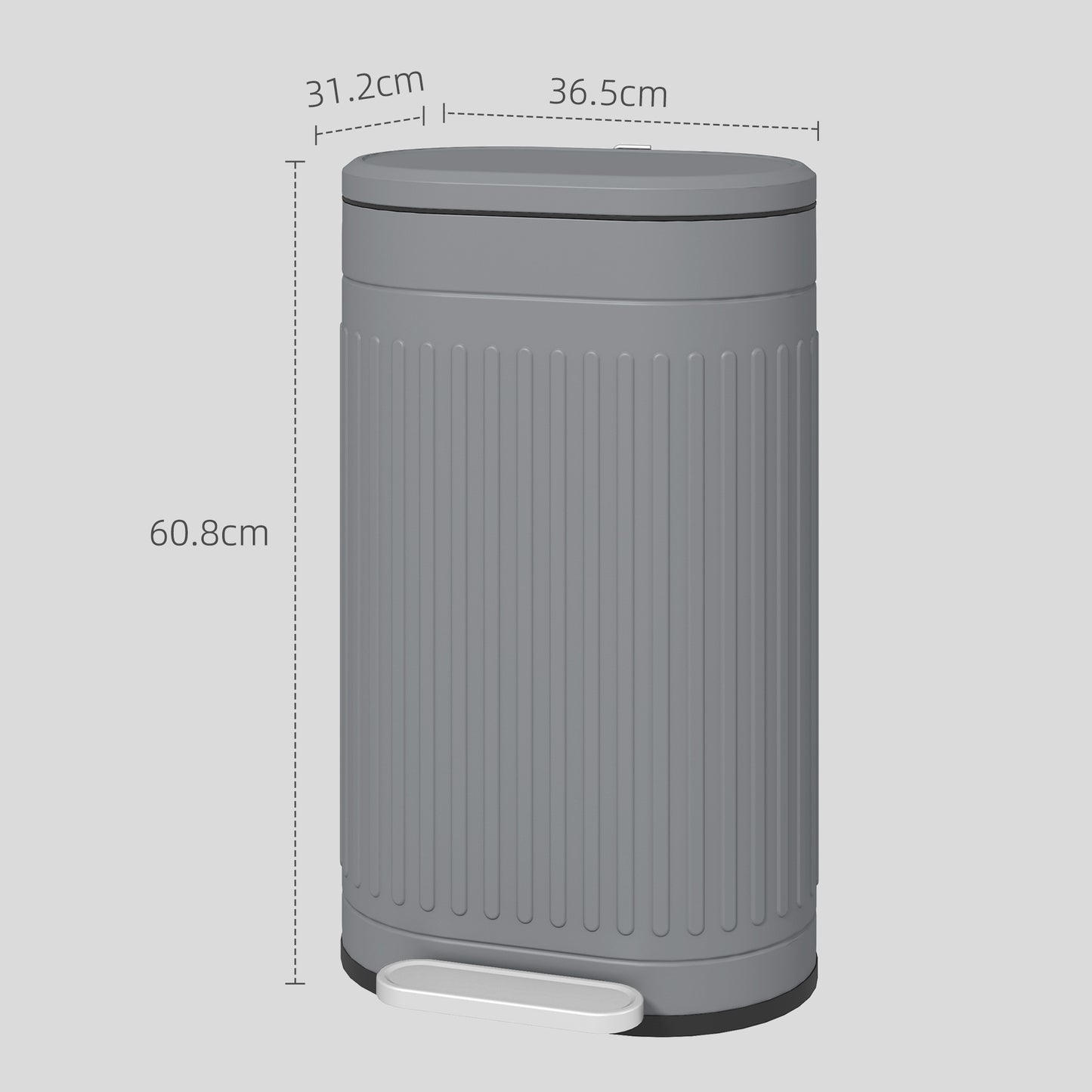 30 Litre Pedal Bin, Fingerprint Proof Kitchen Bin with Soft-close Lid, Metal Rubbish Bin with Foot Pedal and Removable Inner Bucket, Grey