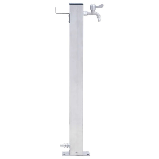 100cm Garden Water Column with Faucet Stainless Steel Square Outdoor Garden Watering Washing Irrigation Tool Washing Machine