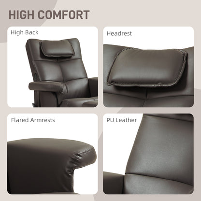 Faux Leather Massage Recliner Chair, with Storage Ottoman - Brown