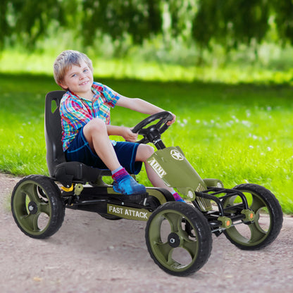 HOMCOM Kids Pedal Go Kart With Hand Brake Green