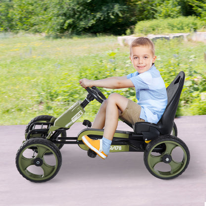HOMCOM Kids Pedal Go Kart With Hand Brake Green