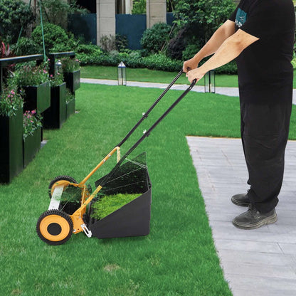 14" Retro Style Manual Wheeled Hand Push Lawn Mower Grass Cutter