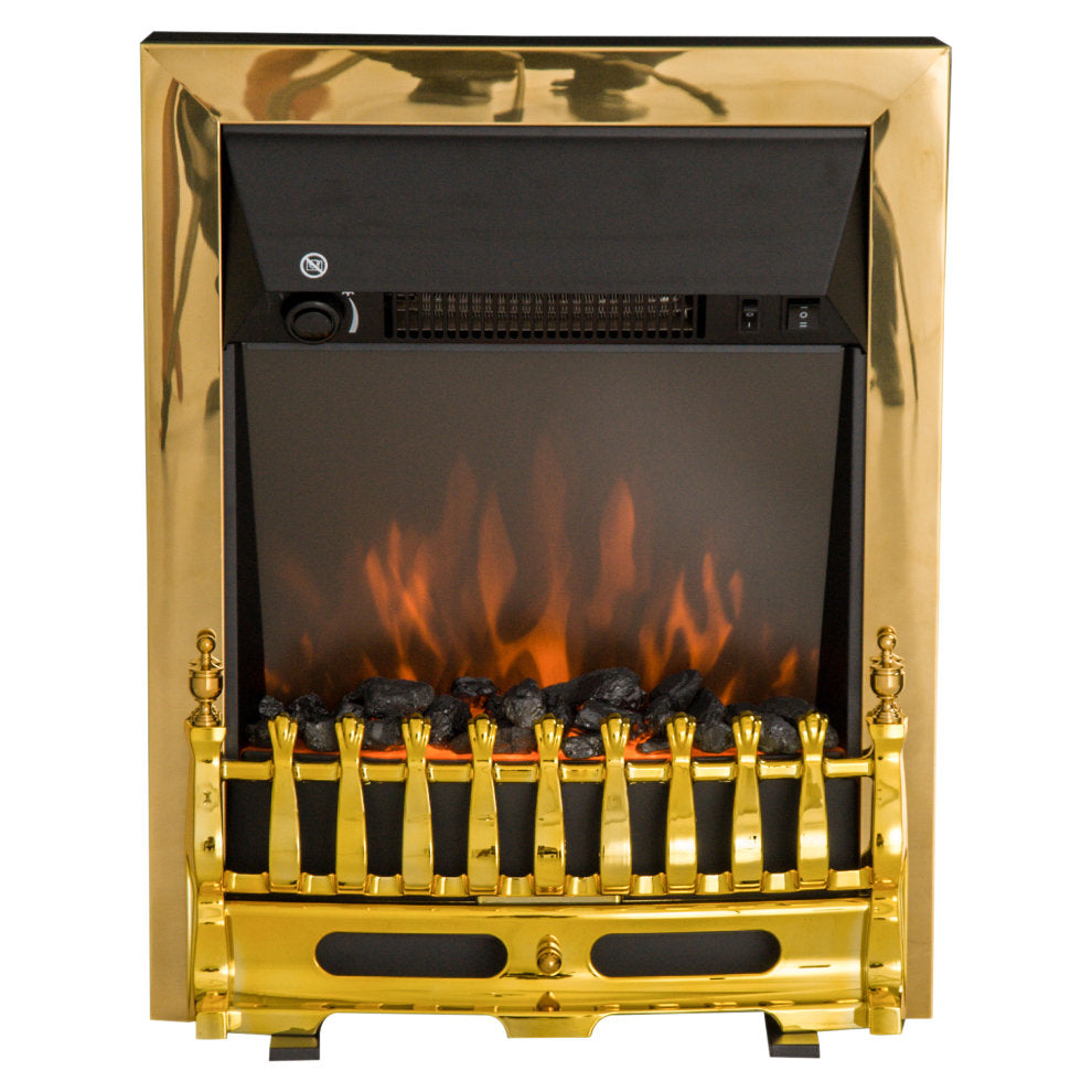 LED Flame Electric Fire Place 2000W Coal Burning Effect Heat Freestanding Electric Fire Wall Mounted Electric Fireplace-Golden