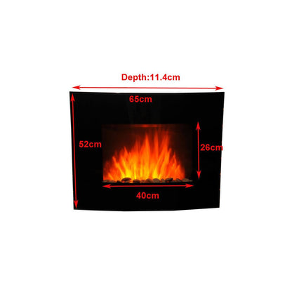 LED Curved Glass Electric Wall Mounted Heater Fire Place, 900/1800W