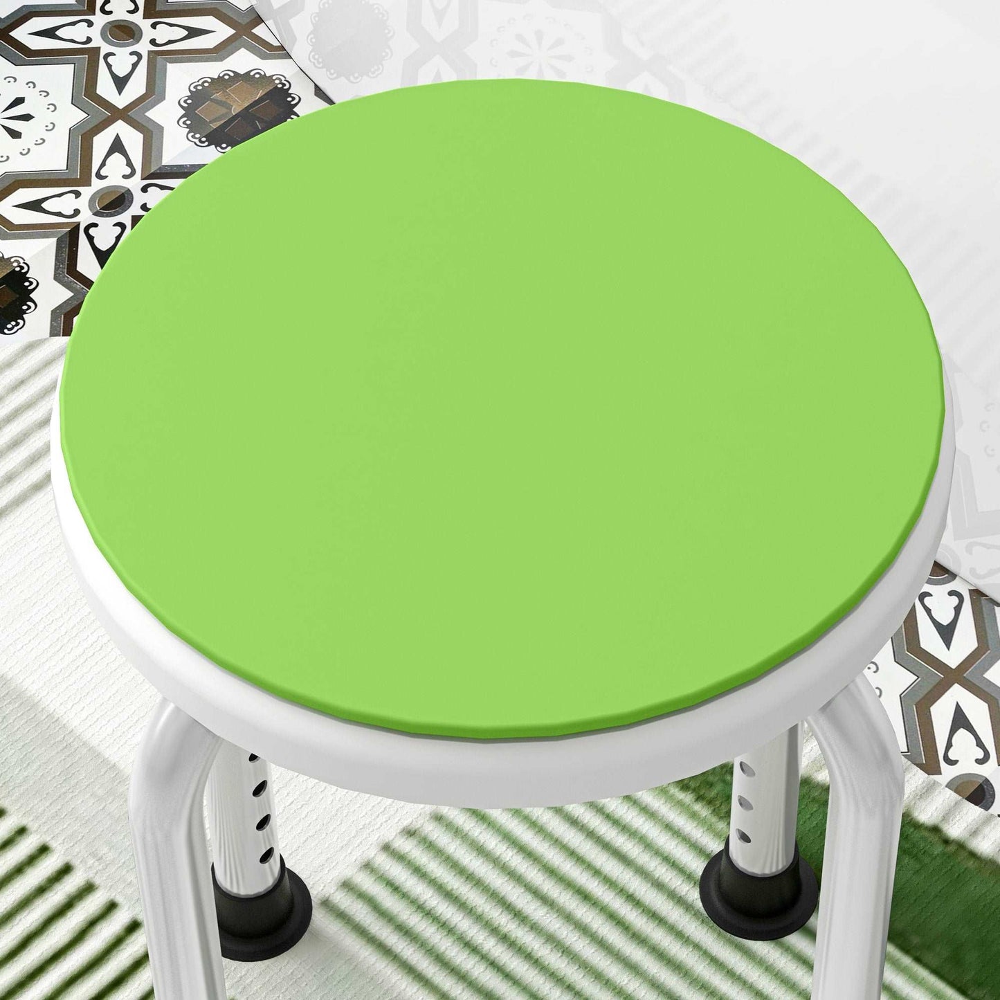 360° Swivel Shower Chair, Height Adjustable Aluminium Shower Stool with Non-Slip Feet - Green