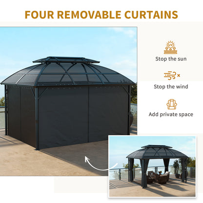 Outsunny 4 x 3m Aluminium Frame Hard Top Gazebo Chill Out Area With Accessories - Black