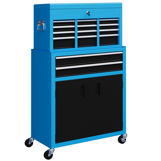 Portable Tool Box, Metal Tool Chest on Wheels with 6 Drawers for Garage and Workshop