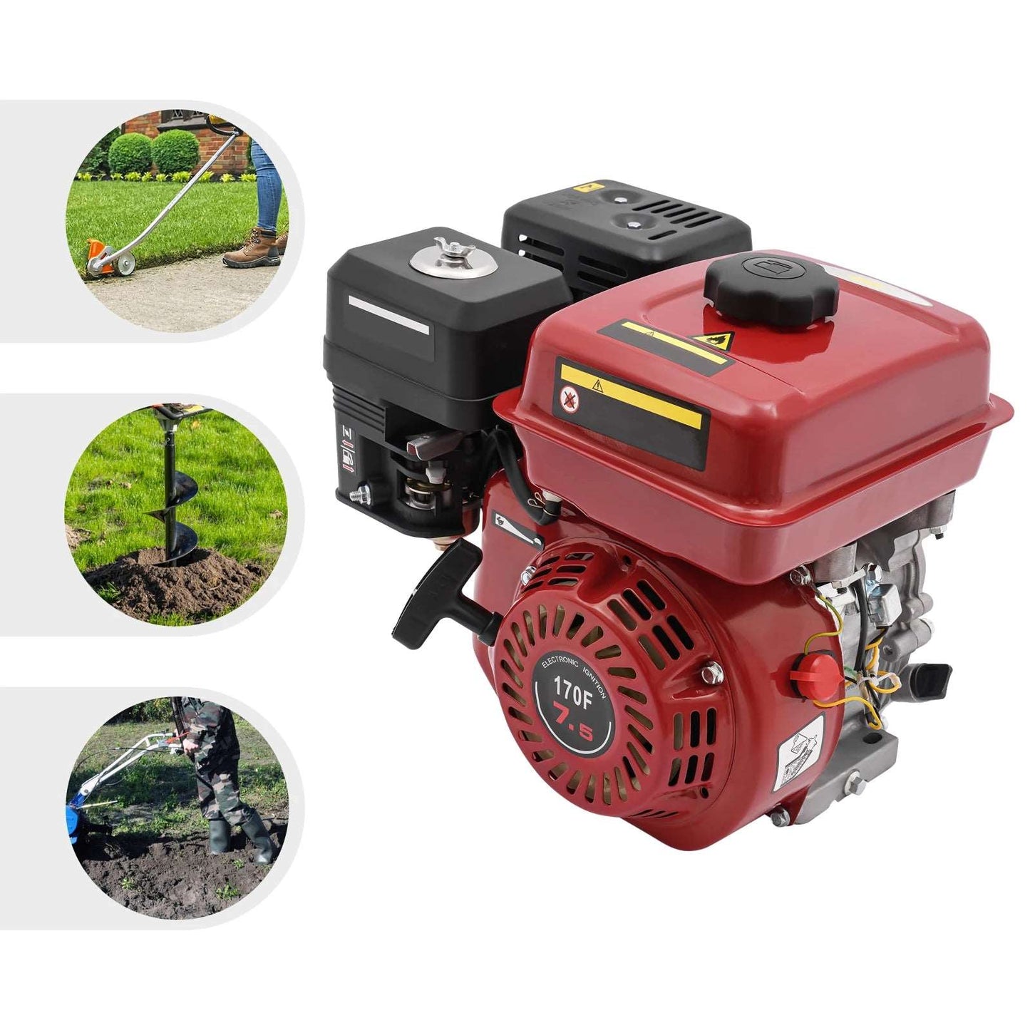 215cc 4 Stroke Petrol Gas Powered Engine 7.5HP Gasoline Kit Single Cylinder Air Cooled for Go Kart Lawn Mower Compressor Pump