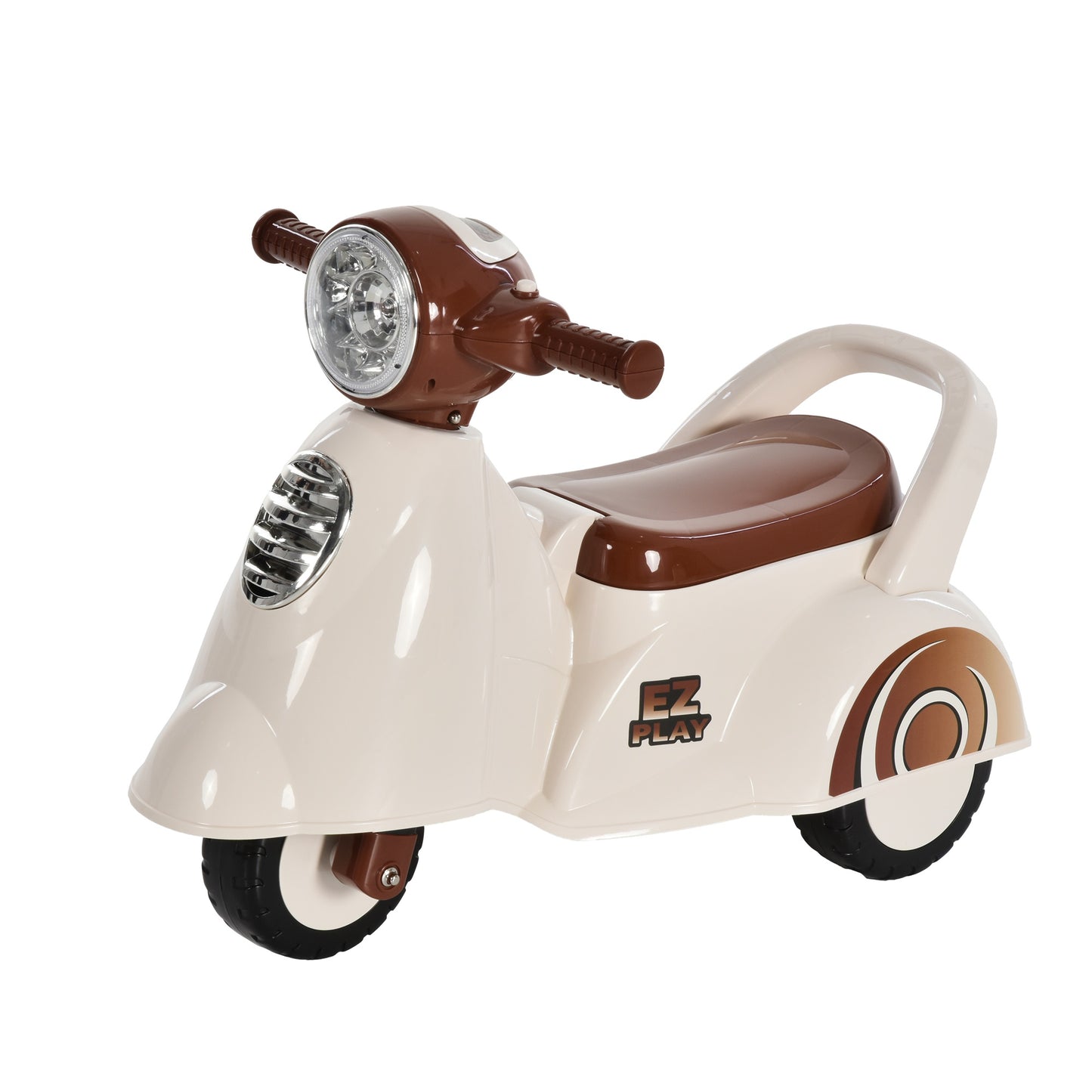 Toddlers Musical Plastic Push Tricycle White/Brown