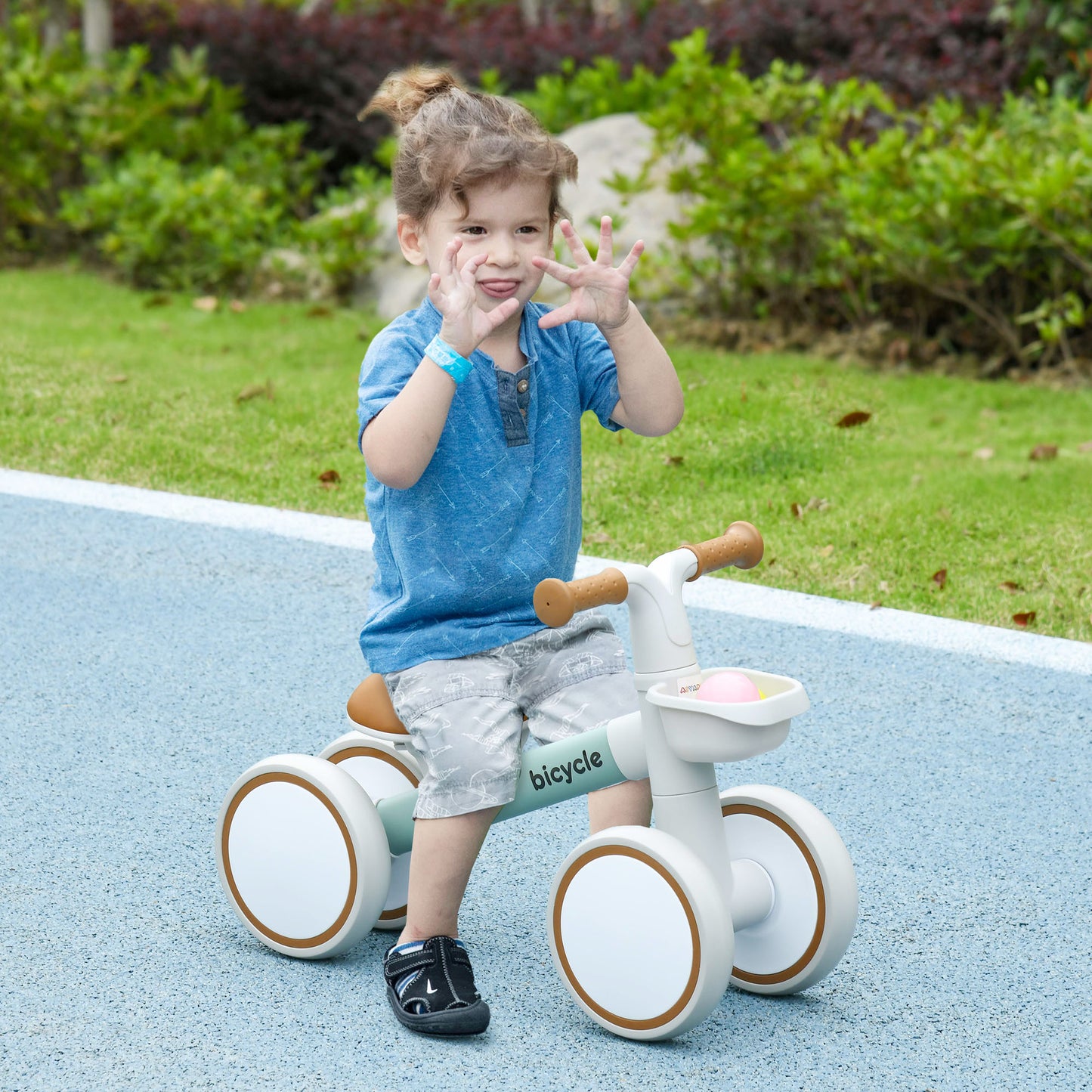 AIYAPLAY Kids Balance Bike for 1-3 Years Old with Adjustable Seat, Silent Wheels, Green / Pink / White