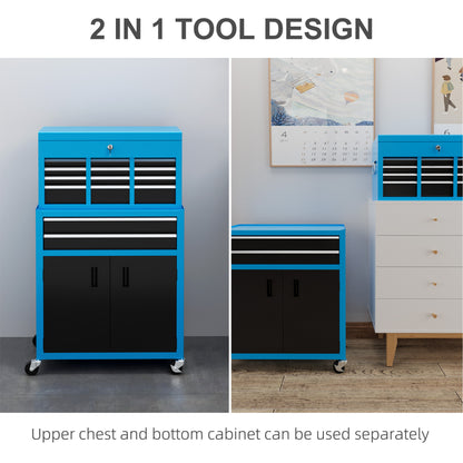 Portable Tool Box, Metal Tool Chest on Wheels with 6 Drawers for Garage and Workshop