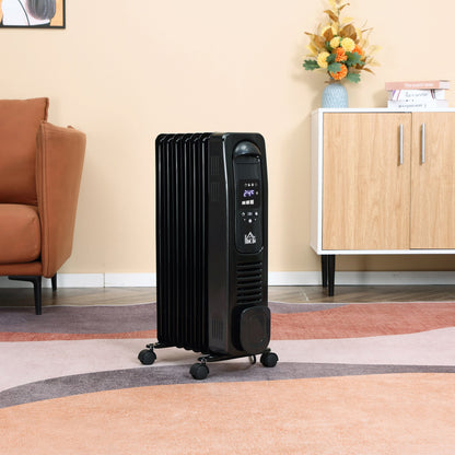 Oil Filled Radiator, Portable Electric Heater With Three Modes Adjustable Thermostat Safety Switch / White 1630W