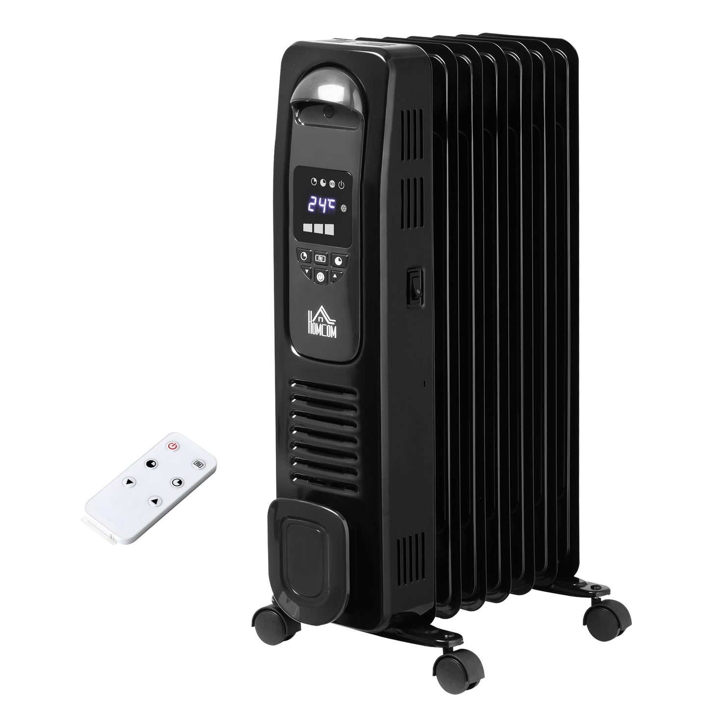 Oil Filled Radiator, Portable Electric Heater With Three Modes Adjustable Thermostat Safety Switch / White 1630W