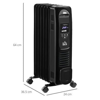 Oil Filled Radiator, Portable Electric Heater With Three Modes Adjustable Thermostat Safety Switch / White 1630W