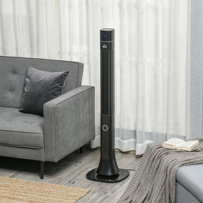 HOMCOM Anion Tower Fan Cooling for Bedroom with 3 Speed, 12h Timer, Oscillating, LED Display, Remote Controller, Black