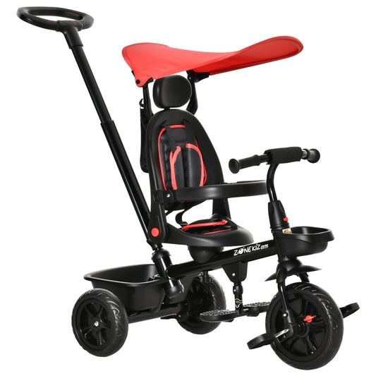 4 in 1 Baby Tricycle w/ Reversible Angle Adjustable Seat Removable Handle Red