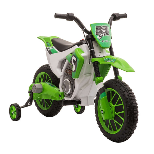 12V Kids Electric Motorbike Ride On Motorcycle Vehicle Toy with Training Wheels for 3-5 Years Old, Green