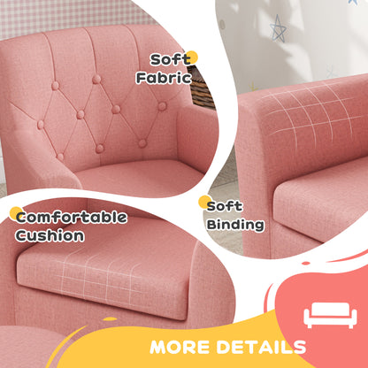 AIYAPLAY 2 Piece Kids Sofa Set with Footrest, for Playroom, Bedroom, Pink