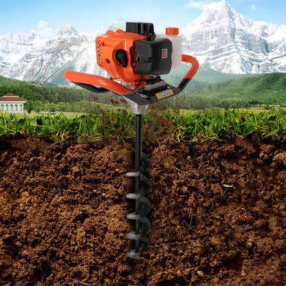 52cc Earth Auger Garden Power Floor Drill 2 Stroke Petrol Post Driller 3 Bits For Fence Post Hole Digger