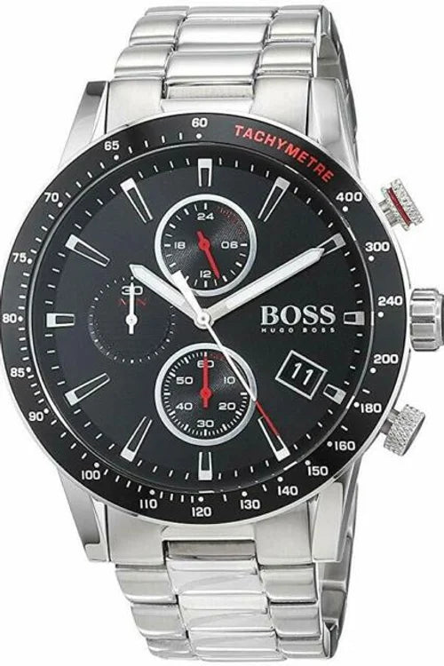 Hugo Boss Mens Rafale Chronograph Wrist Watch Silver & Black HB1513509