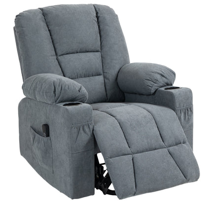 Oversized Riser And Recliner Chair, Fabric Upholstered Lift Helper Chair For Living Room With Remote Control, Side Pockets