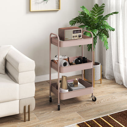 Three-Tier Steel Storage Trolley - Pink Or Blue