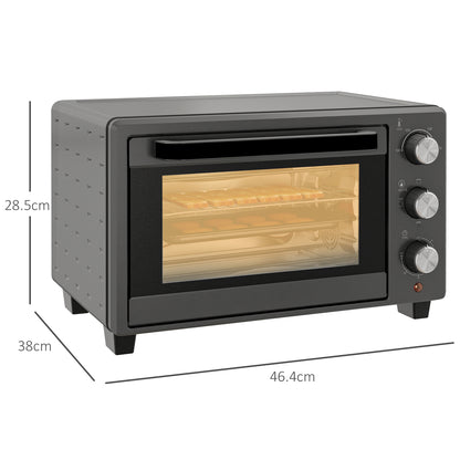 21 L Mini Oven, Countertop Electric Grill, Toaster Oven with Adjustable Temperature, Timer, Baking Tray and Wire Rack, 1400W, Grey