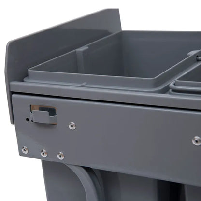 Kitchen Recycle Waste Bin Pull Out Soft Close Dustbin Recycling Cabinet Trash Can Grey (40L (1x20L+2x10L))