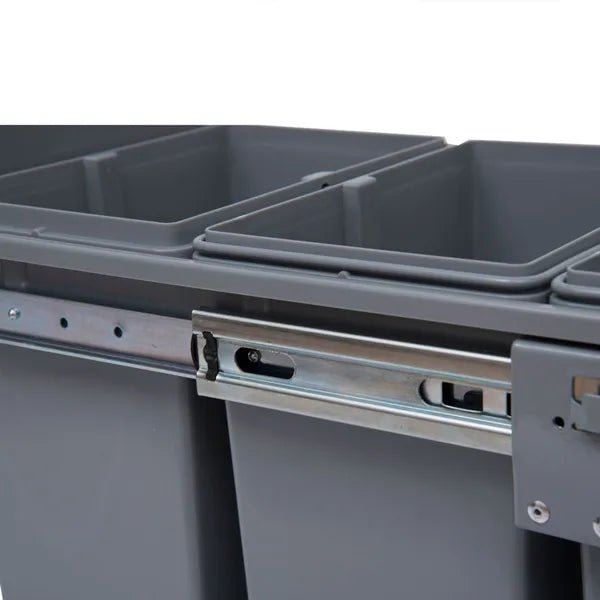 Kitchen Recycle Waste Bin Pull Out Soft Close Dustbin Recycling Cabinet Trash Can Grey (40L (1x20L+2x10L))