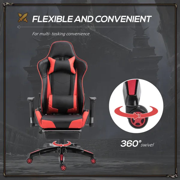 Gaming Executive Luxury Office Work Chair, PU Leather-Red