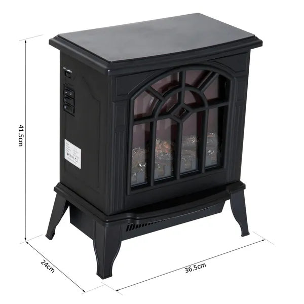 Flame Effect Freestanding Electric Fireplace Heater Black Stove w/ LED Flame Effect 900W/1800W-Black