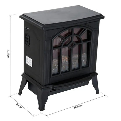 Flame Effect Freestanding Electric Fireplace Heater Black Stove w/ LED Flame Effect 900W/1800W-Black