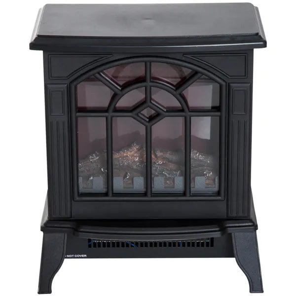 Flame Effect Freestanding Electric Fireplace Heater Black Stove w/ LED Flame Effect 900W/1800W-Black