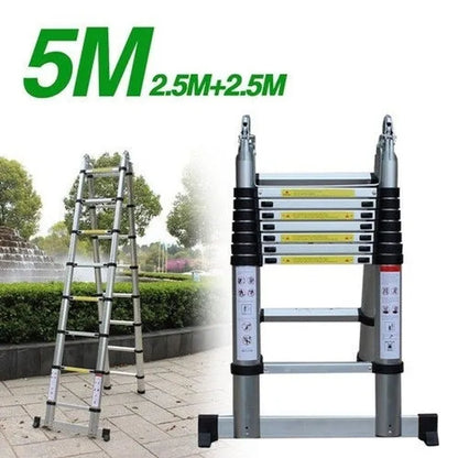 Multi Purpose 5m Telescopic Ladder Extendable A-Frame Ladder Steps