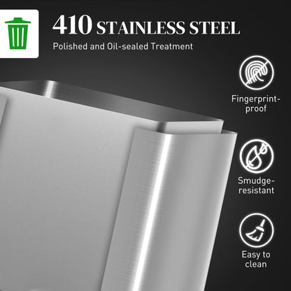 Dual Kitchen Bin, 20+14L Double Bin for Recycling and Waste, Stainless Steel Vertical Pedal Bin with Tilt Out Bin, Soft-Close Lid