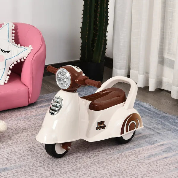 Toddlers Musical Plastic Push Tricycle White/Brown