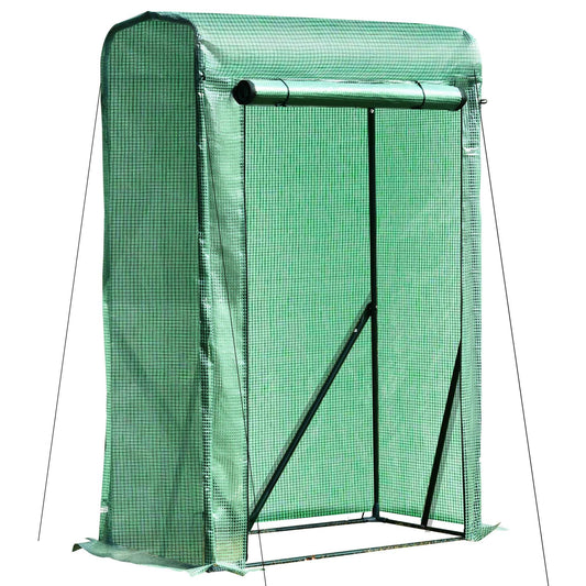 100L x 50W x 150HCM Outdoor PE Greenhouse Steel Frame Plant Cover with Zipper - Green