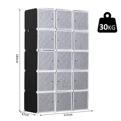 Cube DIY Wardrobe Portable Interlocking Plastic Modular Closet Organiser Cabinet Storage Boxes