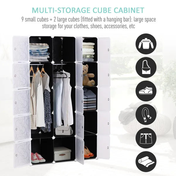 Cube DIY Wardrobe Portable Interlocking Plastic Modular Closet Organiser Cabinet Storage Boxes