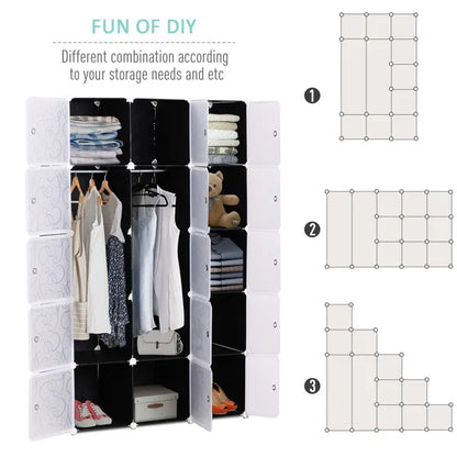 Cube DIY Wardrobe Portable Interlocking Plastic Modular Closet Organiser Cabinet Storage Boxes