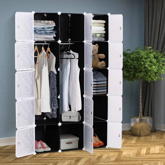 Cube DIY Wardrobe Portable Interlocking Plastic Modular Closet Organiser Cabinet Storage Boxes