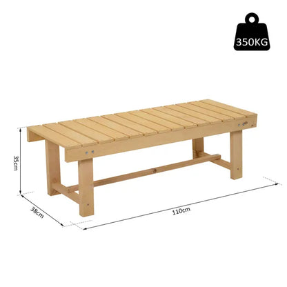 Outdoor Indoor Garden Wooden 2 Seater Bench Patio Loveseat Fir 110L X 38W X 35H Cm Natural