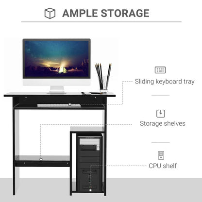 Modern Computer Desk, 80Lx45Wx73.5H Cm, Particle Board-Black