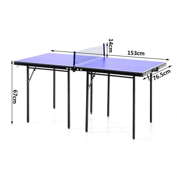 Folding Mini Compact Table Tennis Top Ping Pong Table Set Professional Net Games Sports Training Play Blue