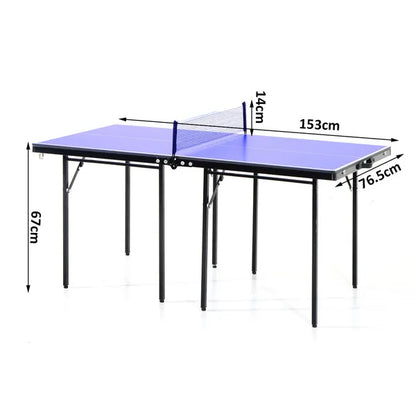 Folding Mini Compact Table Tennis Top Ping Pong Table Set Professional Net Games Sports Training Play Blue