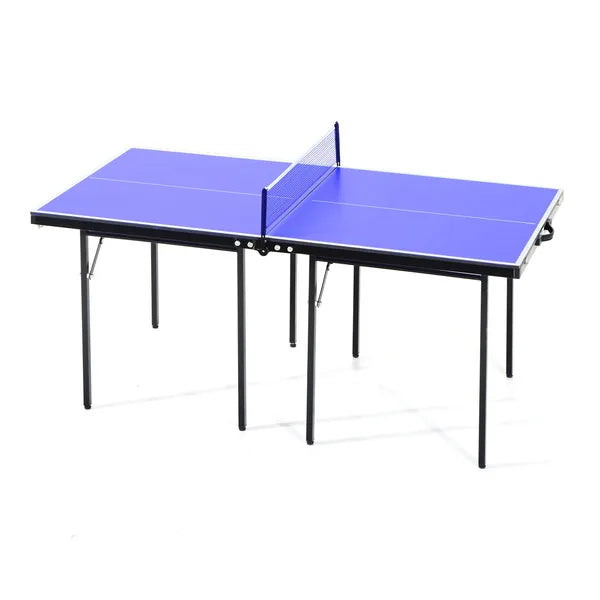 Folding Mini Compact Table Tennis Top Ping Pong Table Set Professional Net Games Sports Training Play Blue