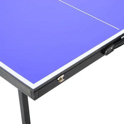 Folding Mini Compact Table Tennis Top Ping Pong Table Set Professional Net Games Sports Training Play Blue