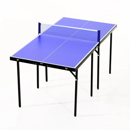 Folding Mini Compact Table Tennis Top Ping Pong Table Set Professional Net Games Sports Training Play Blue